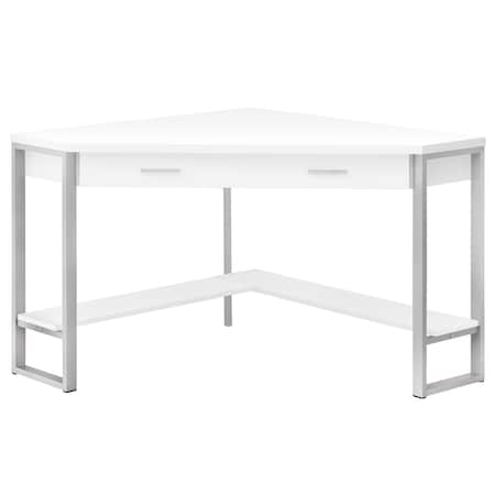 Monarch Specialties Computer Desk, Home Office, Corner, Storage Drawers, 42"L, Work, Laptop, Metal, White, Grey I 7500